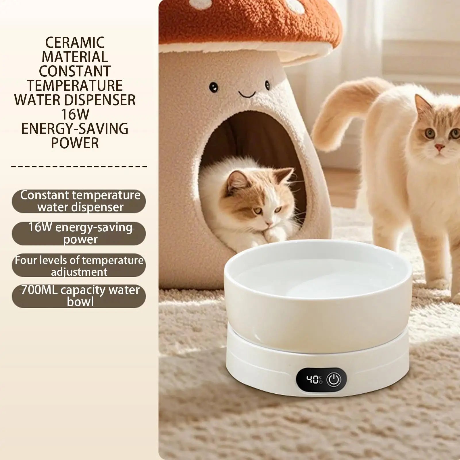 Heated Dog Dish Automatic No Freeze Pet Drinking Plate Thermal Heated Water Bowl For Chickens Ducks Animals Puppy Kitten