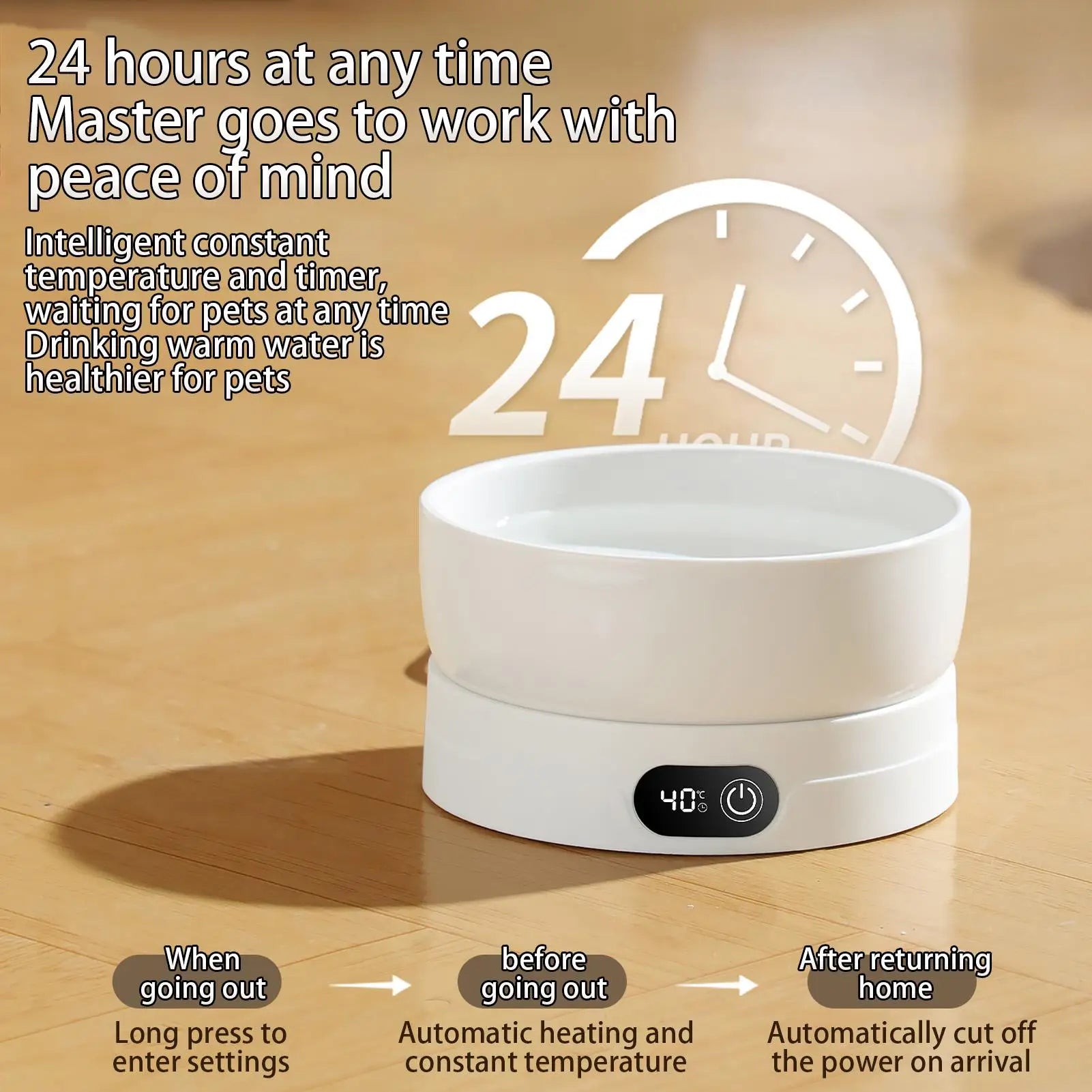 Heated Dog Dish Automatic No Freeze Pet Drinking Plate Thermal Heated Water Bowl For Chickens Ducks Animals Puppy Kitten